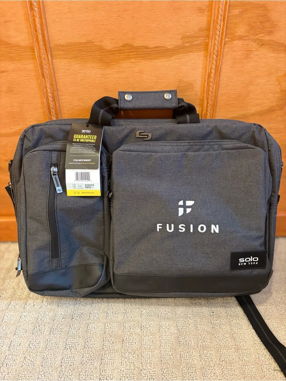Solo New York Duane Hybrid Briefcase Backpack NWT Gray Laptop Bag Convertible
